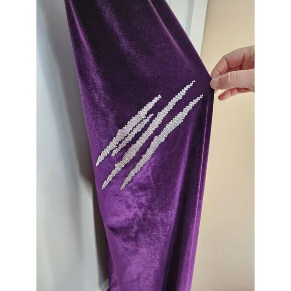 Size XL Plein Sport Purple Ex Boyfriend Velvet Leggings Rhinestone Bling - Picture 4 of 6